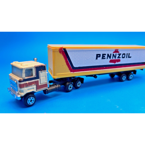 Vintage PENNZOIL MACk Semi-Truck Tractor & Trailer HO Scale Cabover yellow - Picture 14 of 16